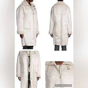 a.n.a Faux Suede Sherpa-Lined Ivory Long Midweight Coat  NWT